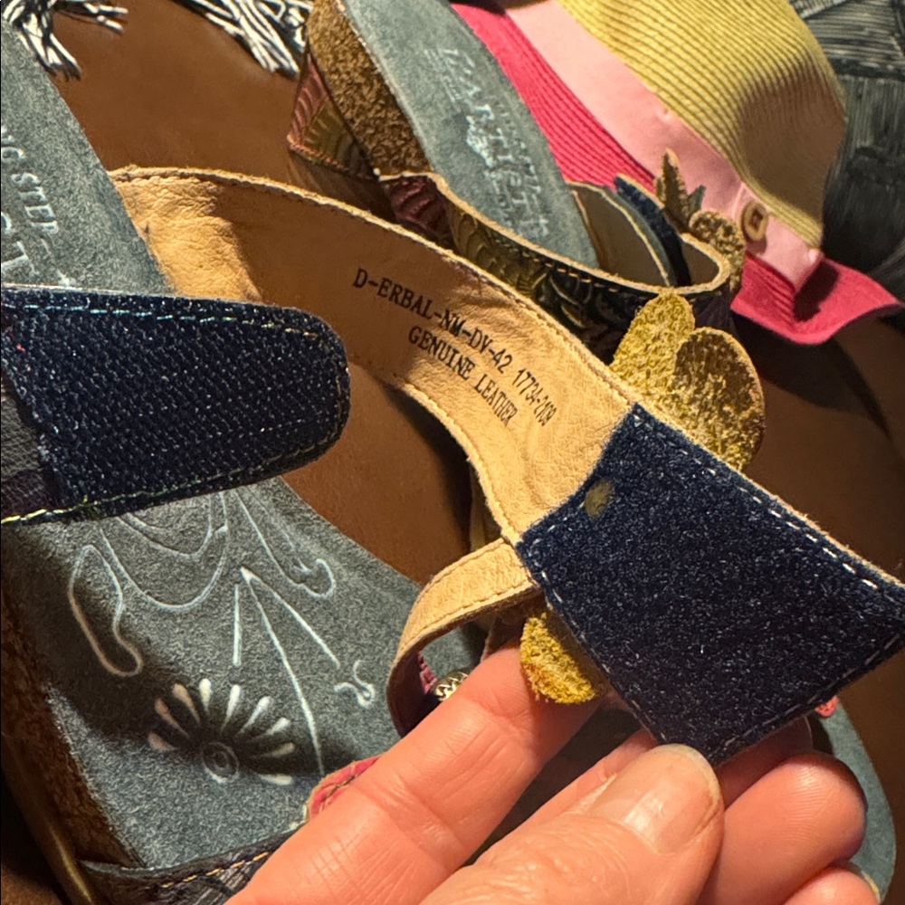 NWOB Spring Step L'Artiste Floral Embellished Sandals Leather & Cork 42(10.5-11) - Picture 11 of 11